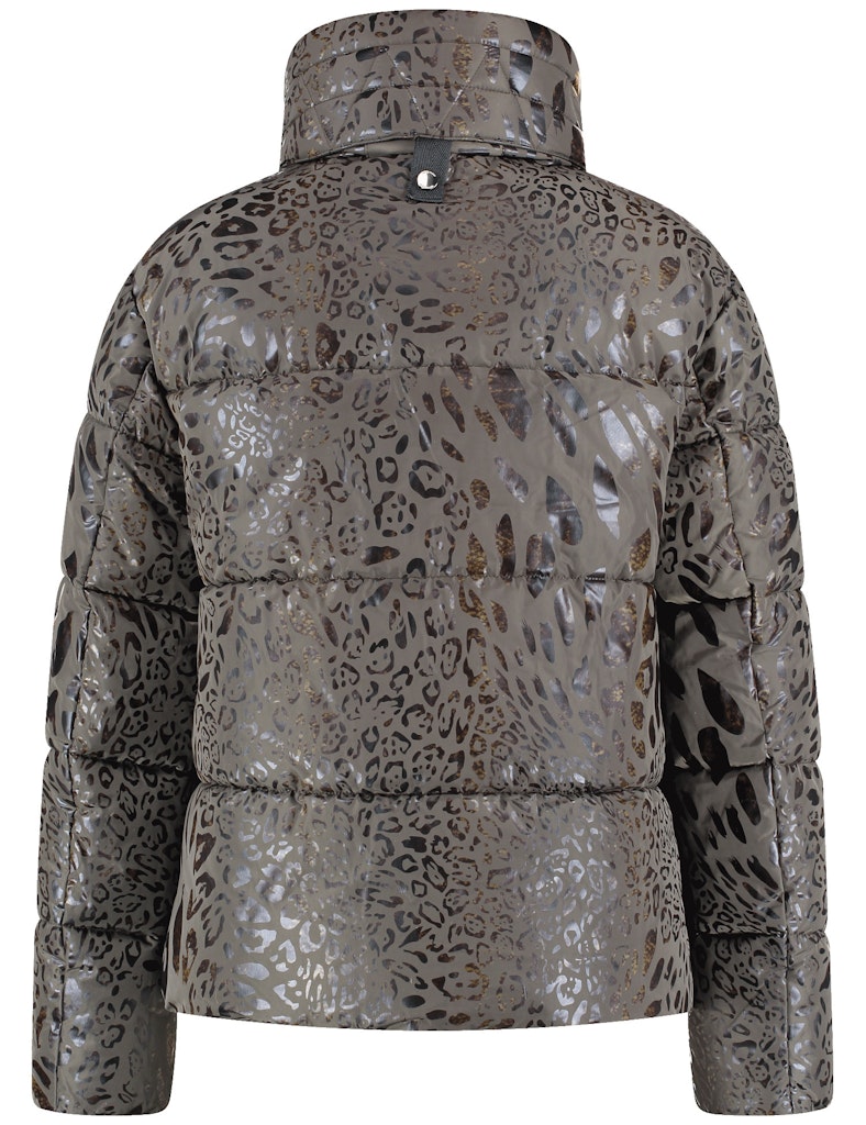 מעיל פוך בהדפס מנומר מבד מבריק