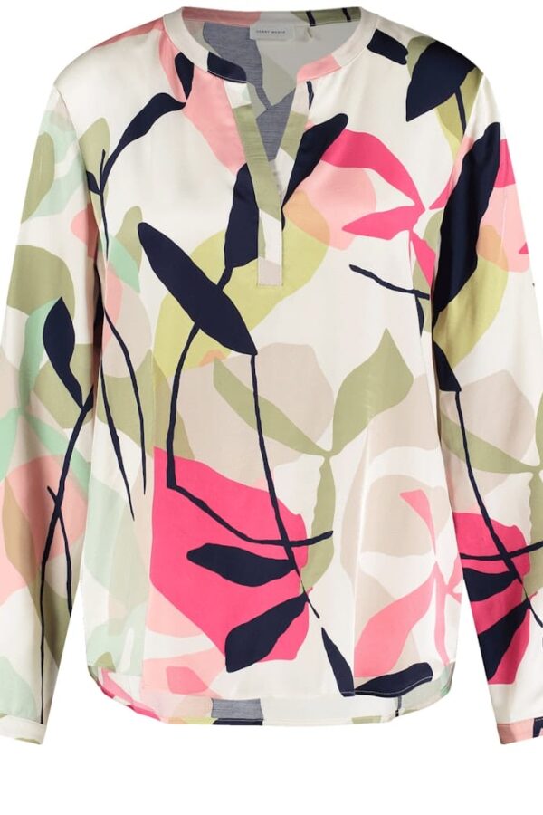 Sale 92 חולצה צבעונית עם מפתח מעוגל מבד נושם