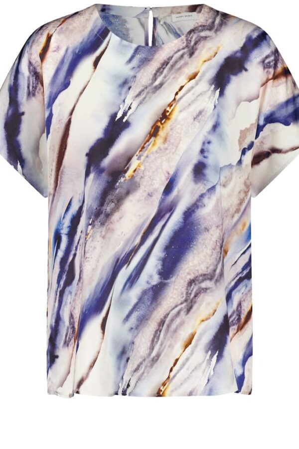 Sale 60 חולצה בסגנון אמנותי עם מפתח עגול מבד נשפך ורך