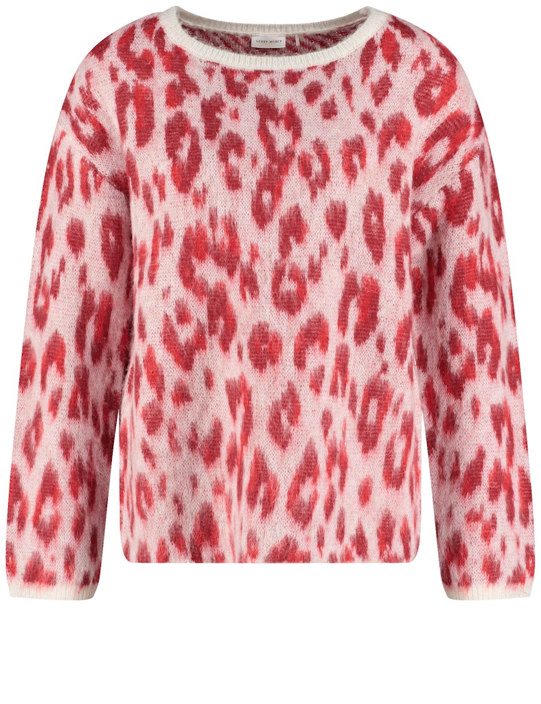 סוודר מנומר בגווני ורוד מבד סריג חמים