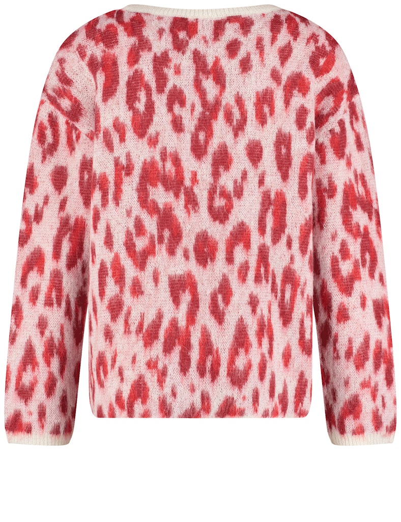 סוודר מנומר בגווני ורוד מבד סריג חמים