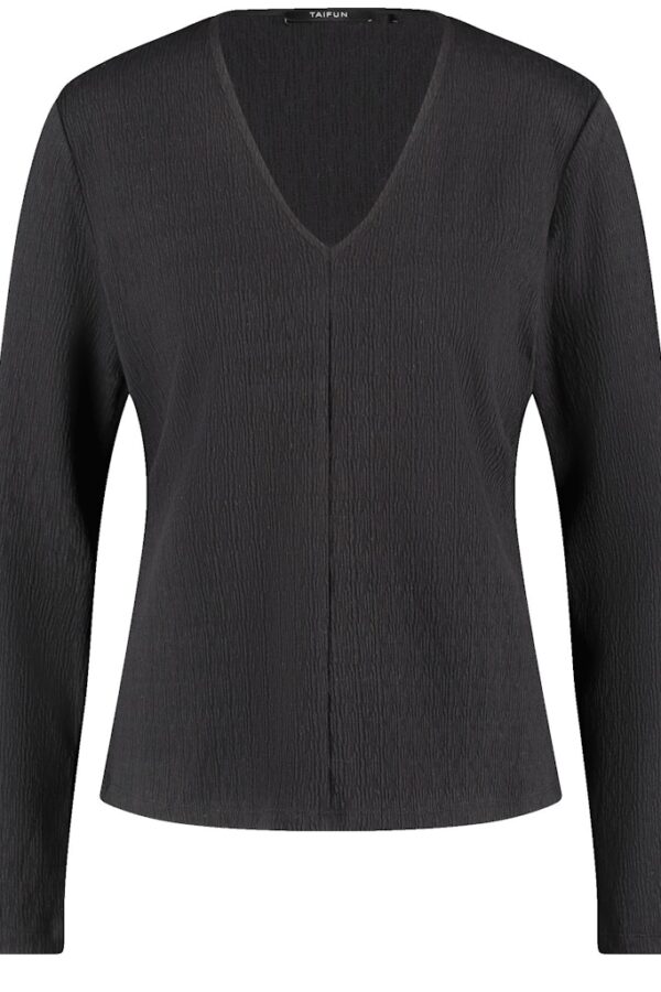 Sale 98 חולצת V ארוכה מבד רך עם טקסטורה