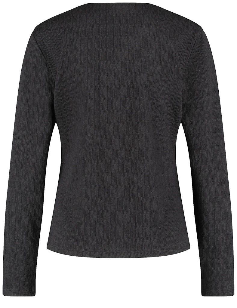 חולצת V ארוכה מבד רך עם טקסטורה