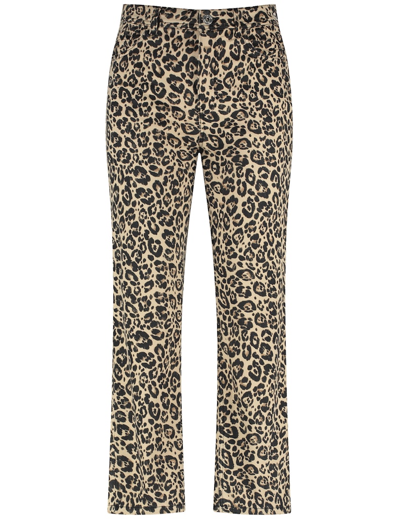 מכנסיים בהדפס מנומר בגזרה ישרה