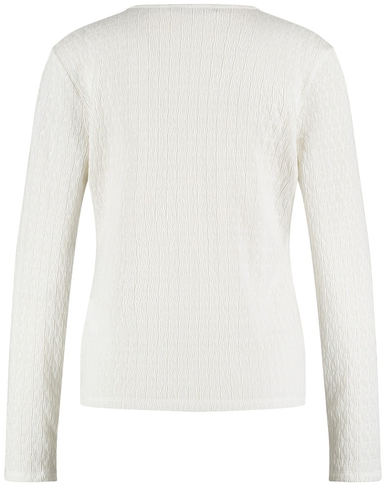 חולצת V ארוכה מבד רך עם טקסטורה