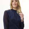 EHR616-NAVYBLUE_1179 שמלת מקסי חלקה מבד נשפך ואלגנטי