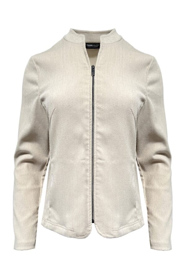 Sale 21 ג'קט בז' עם רוכסן מבד אלגנטי