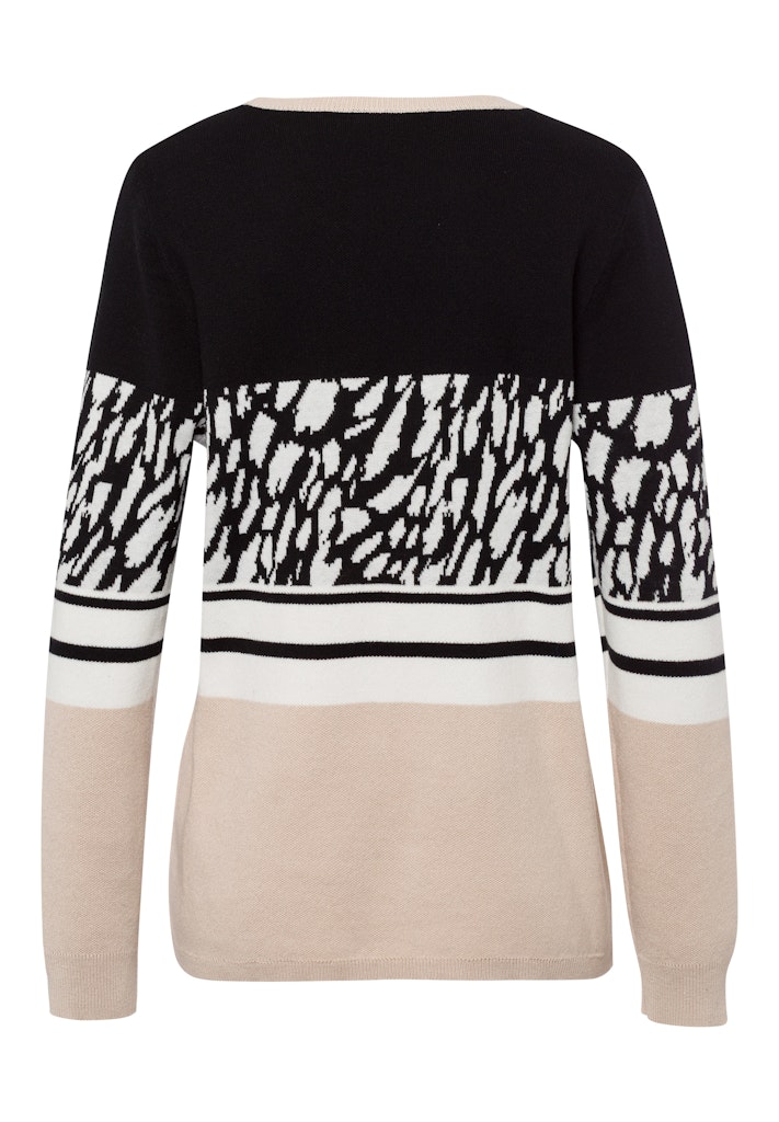 סוודר קלאסי שחור-ורוד עם הדפס ובד רך