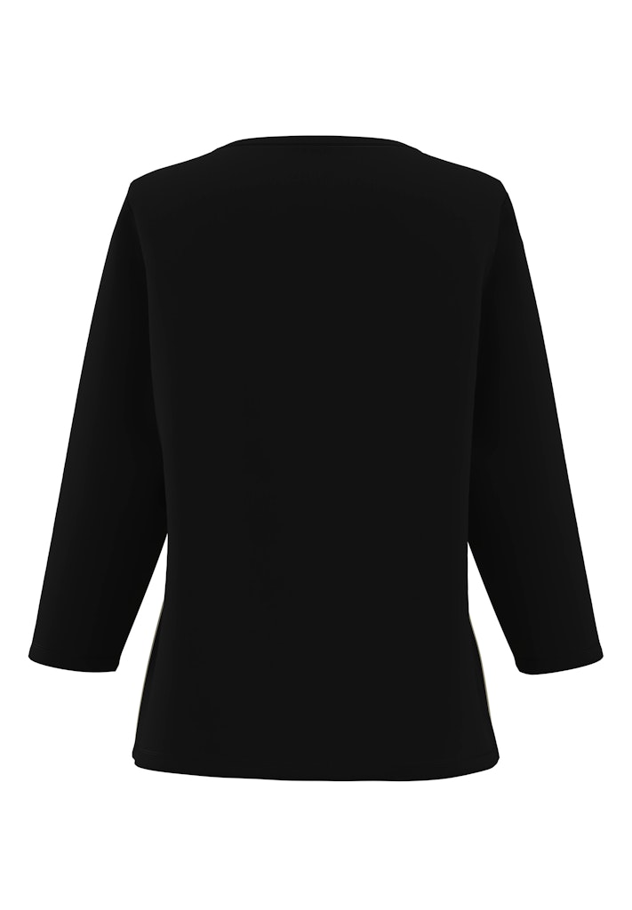 חולצה בצבע שחור-ב'ז עם הדפס ובד אלגנט