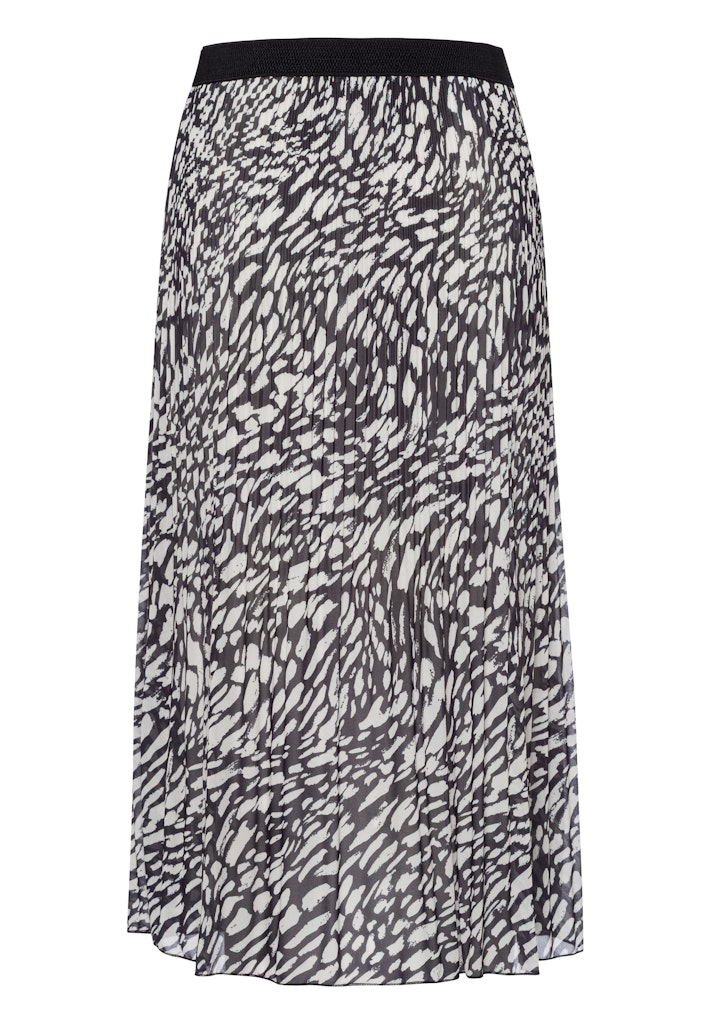 חצאית פליסה מודפסת בגווני שחור ולבן מבד רך ונשפך
