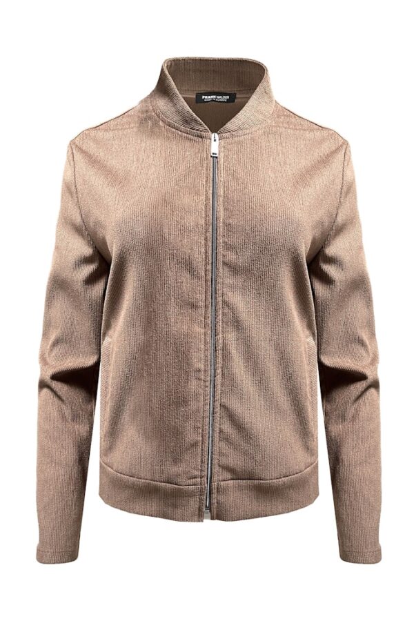 Sale 40 ז'קט בומבר בגוון חום בהיר עם רוכסן