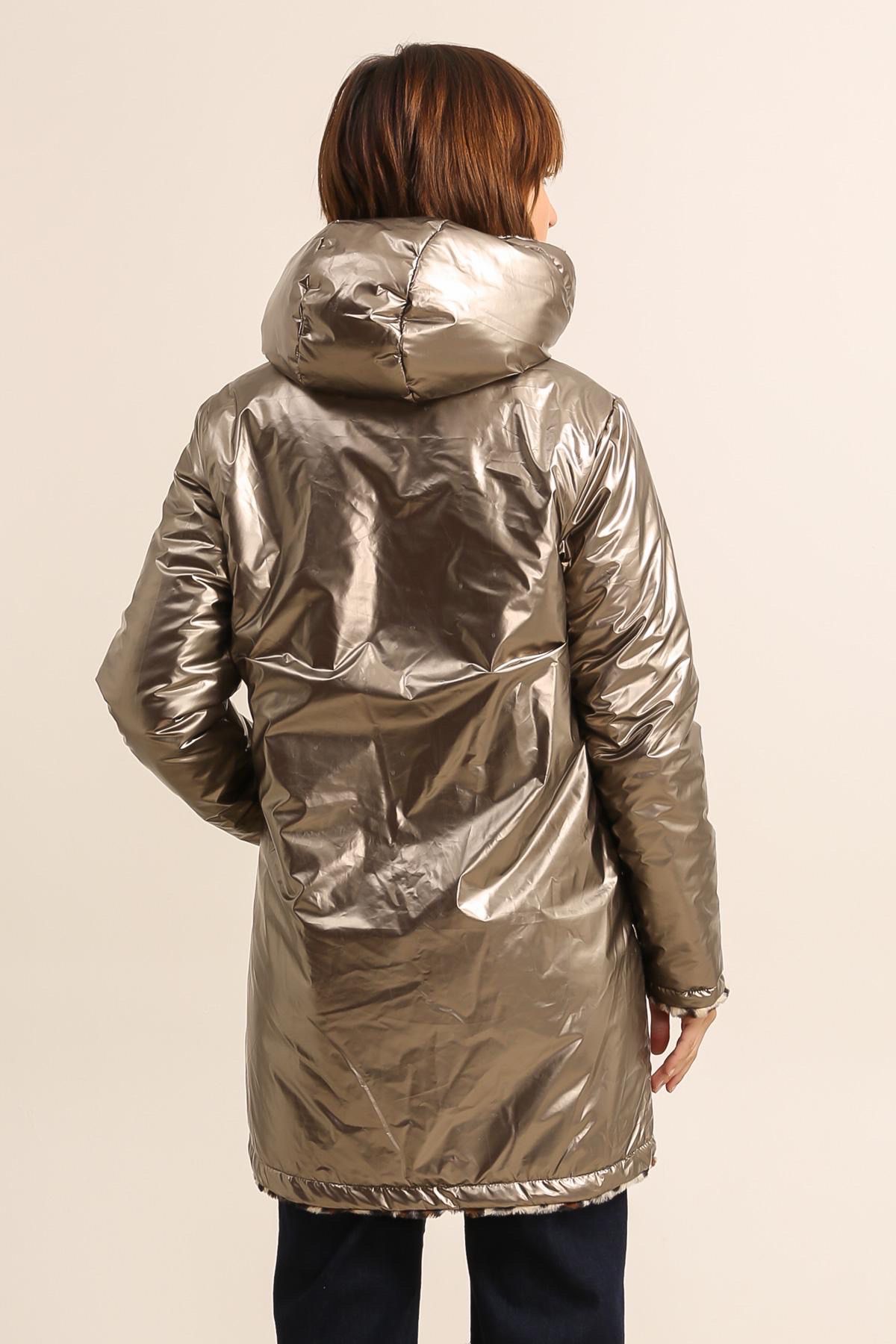 מעיל דו צדדי מחמם מבד מבריק