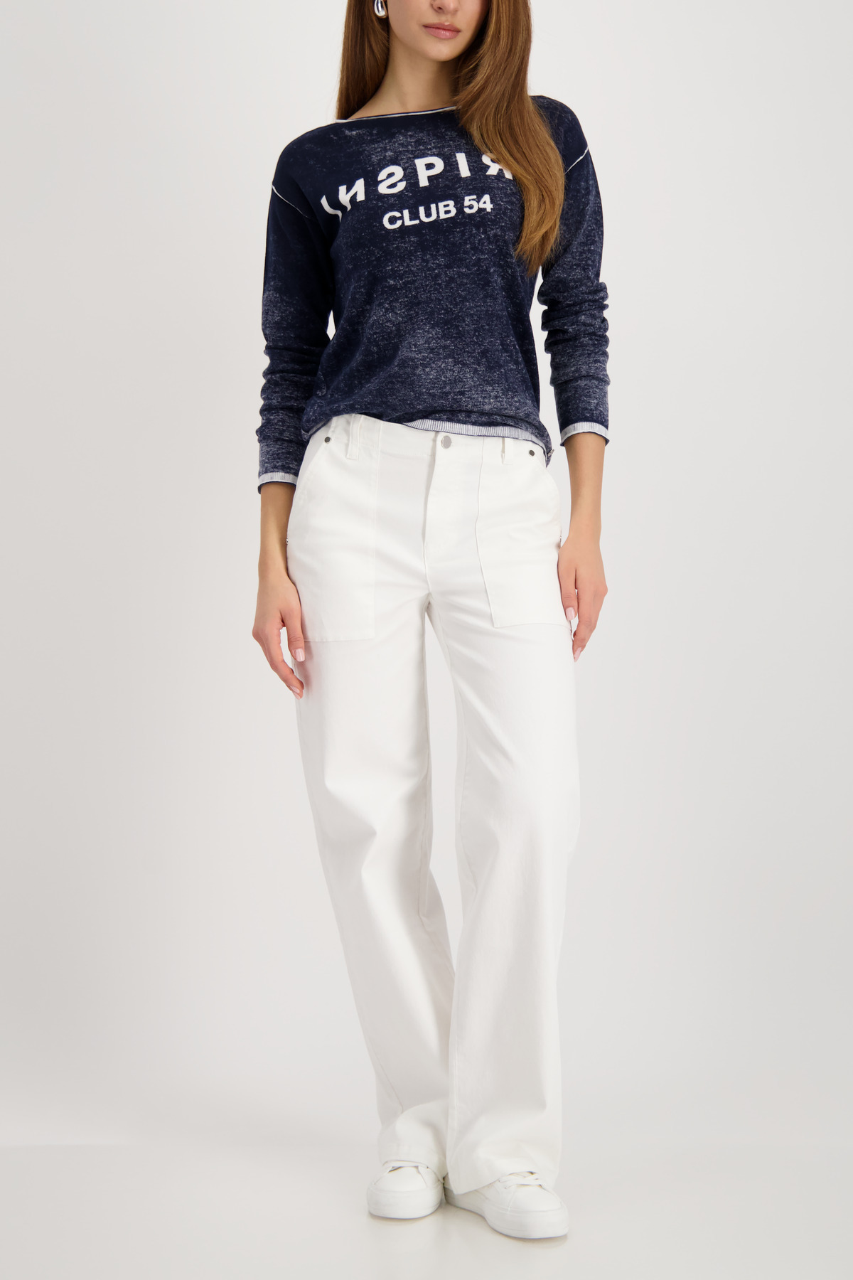 סוודר כחול כהה עם הדפס Inspire