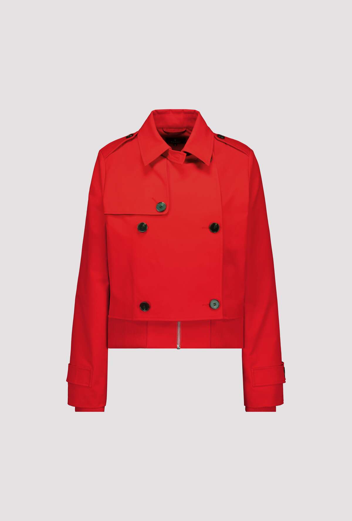 מעיל טרנץ' אדום קצר עם כפתורים