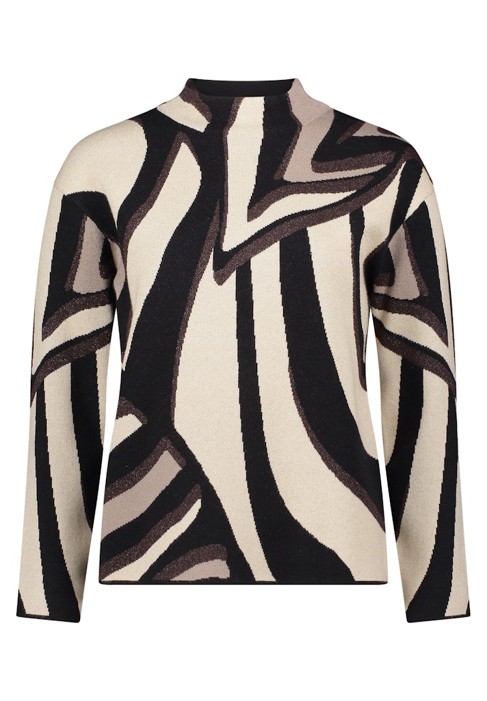 סריג בהדפס גיאומטרי בגווני בז' ושחור