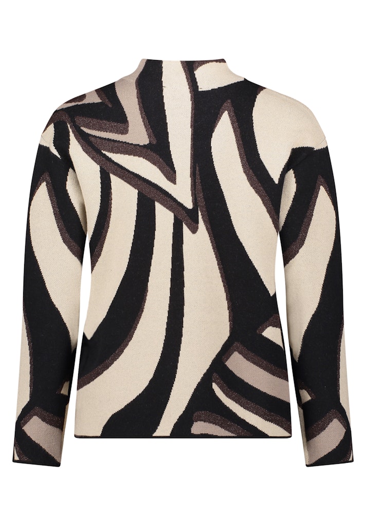 סריג בהדפס גיאומטרי בגווני בז' ושחור