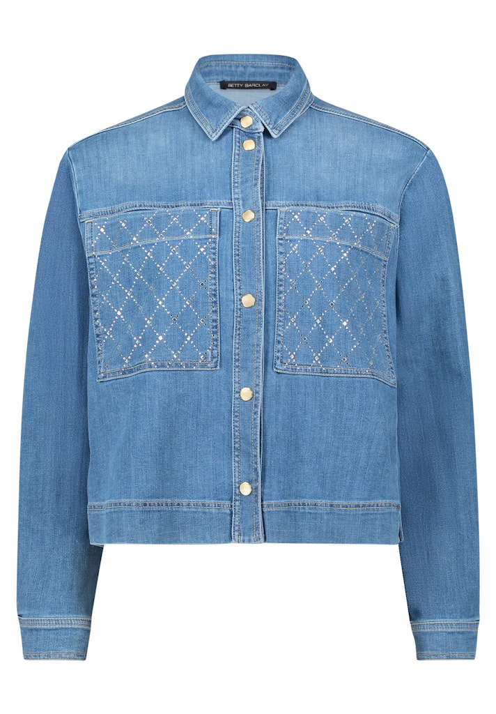 ז'קט ג'ינס כחול בהיר עם תיפורים מעוצבים