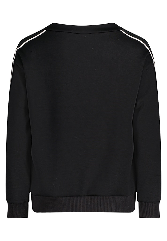 סווטשירט שחור עם הדפס פרחוני וכיתוב