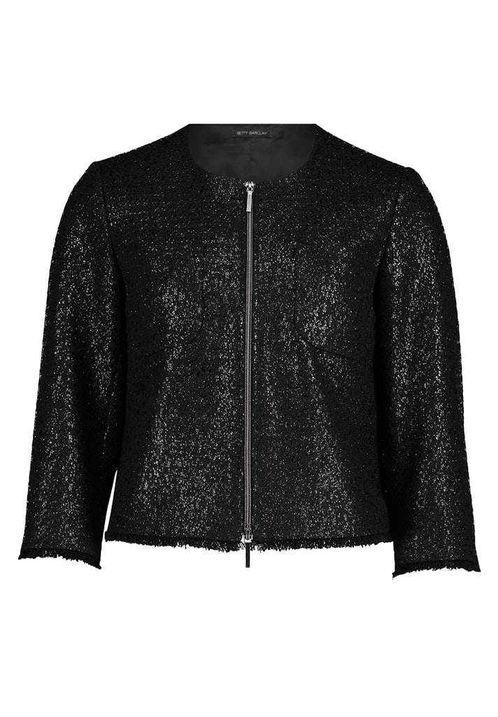 BETTY-BARCLA_261_9045_261-47201615 ז'קט שחור אלגנטי בגימור מנצנץ עם רוכסן
