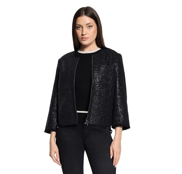 BETTY-BARCLA_261_9045_261-47201615_4 ז'קט שחור אלגנטי בגימור מנצנץ עם רוכסן