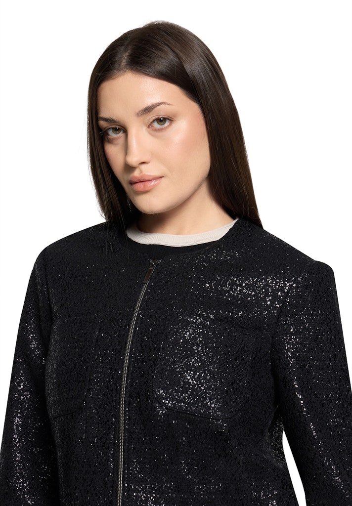 BETTY-BARCLA_261_9045_261-47201615_5 ז'קט שחור אלגנטי בגימור מנצנץ עם רוכסן