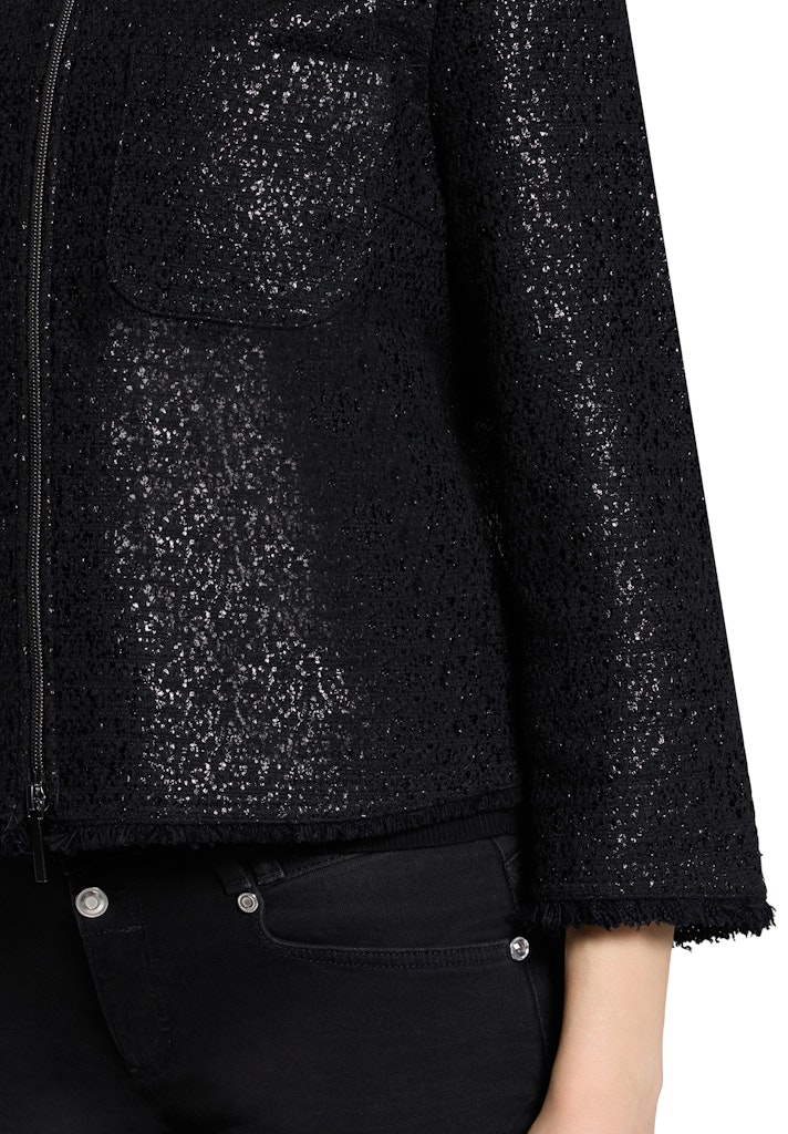 BETTY-BARCLA_261_9045_261-47201615_6 ז'קט שחור אלגנטי בגימור מנצנץ עם רוכסן