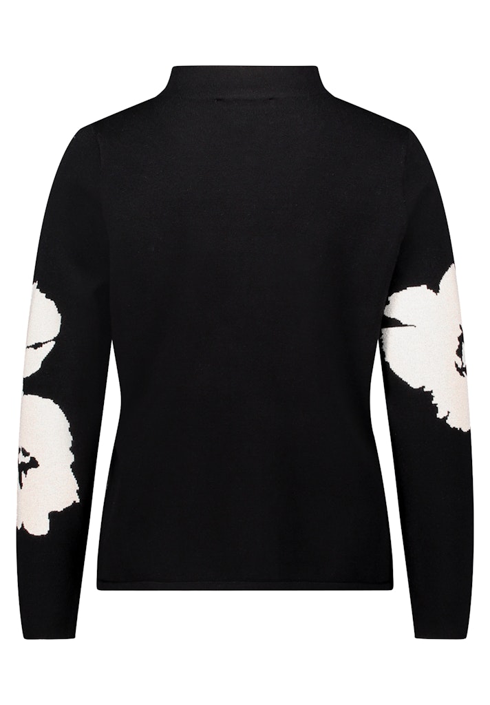 סריג גולף שחור עם הדפס פרחוני