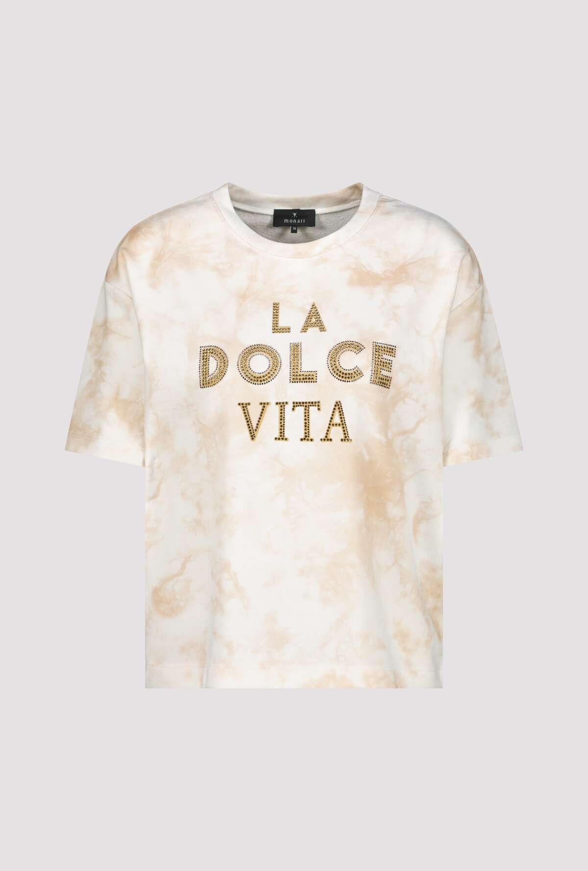חולצת טי בהדפס כיתוב בגווני בז' La Dolce Vita